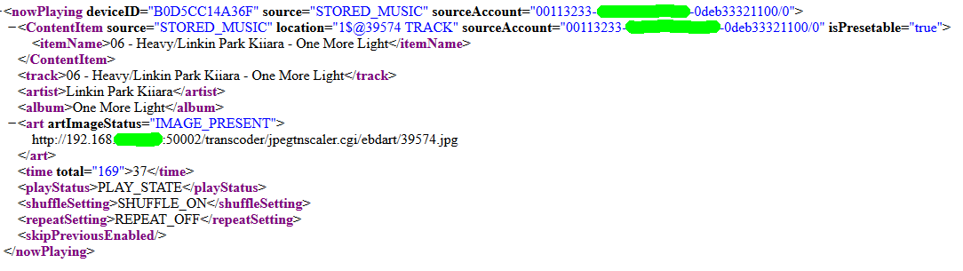 Bose Now Playing XML