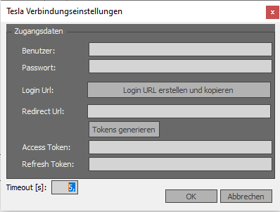 Tesla-Verbindungseinstellungen